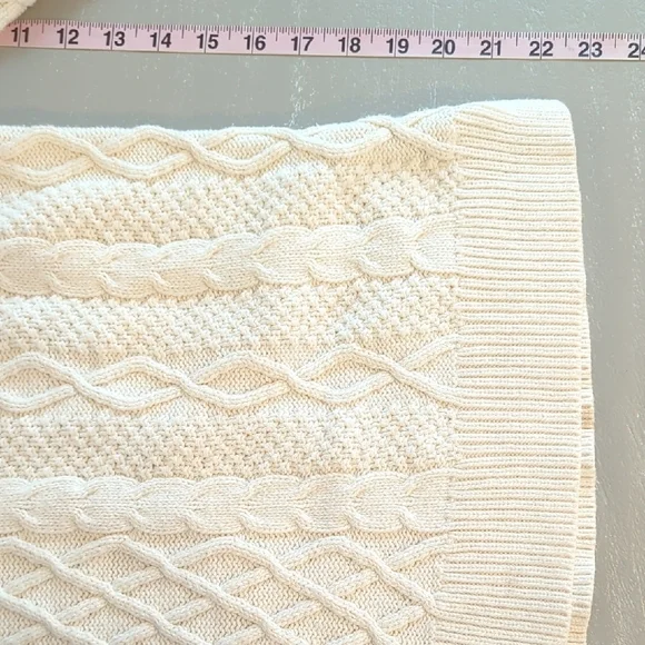J. Crew Fisherman Cable Knit Sweater White 100% Cotton size Large - Picture 8 of 8